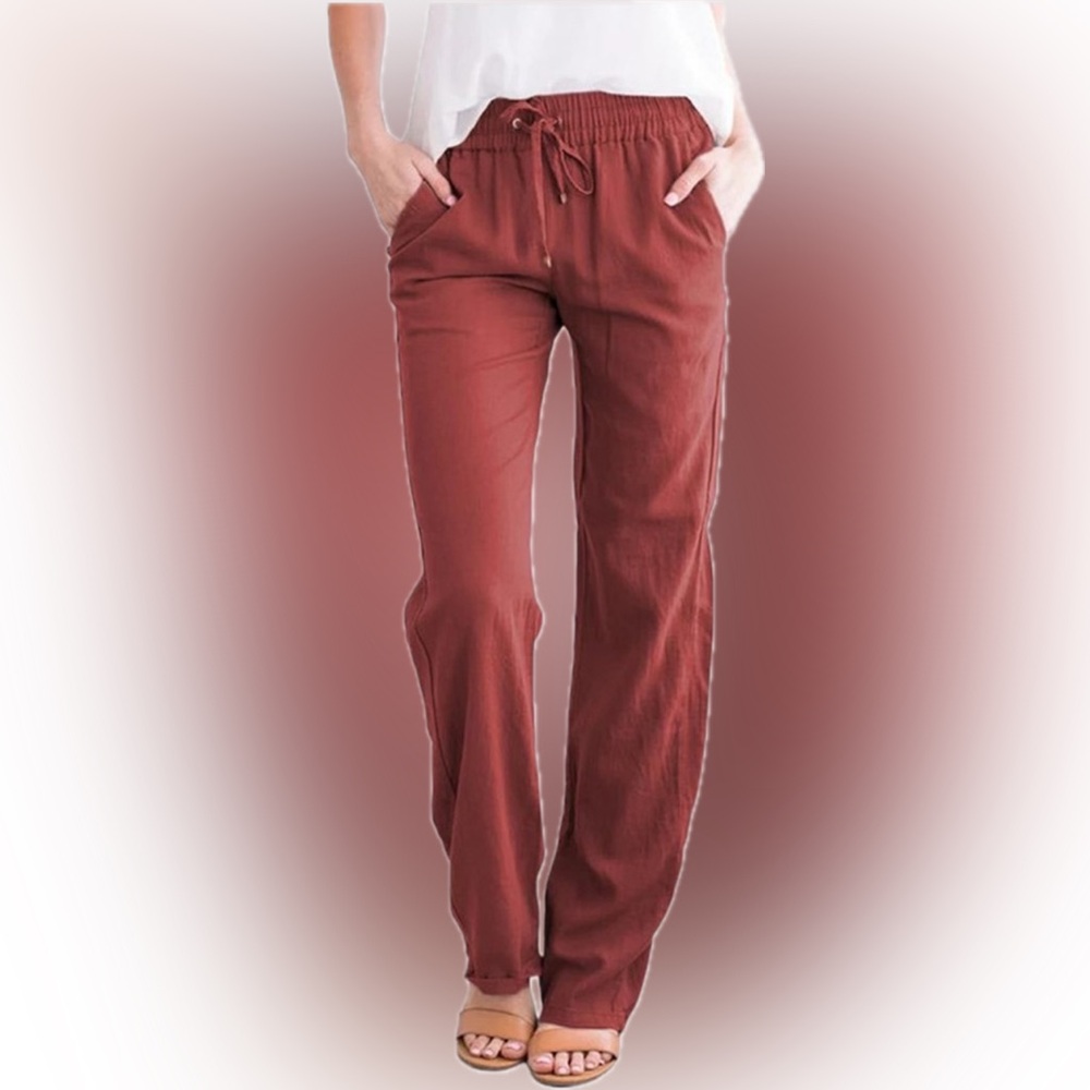 Red Cotton Straight Leg pants | L | EUC No flaws